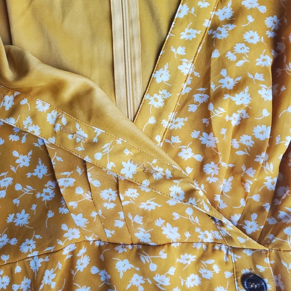 Lulu's Yellow Flowy Floral Midi Dress with Slit - Picture 6 of 13